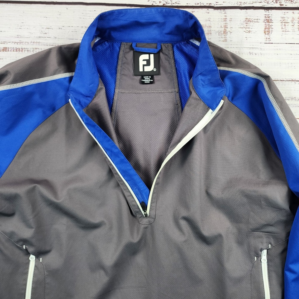 FootJoy 32612 Performance Golf Windbreaker Jacket Mens Large Gray Blue 1/4 Zip